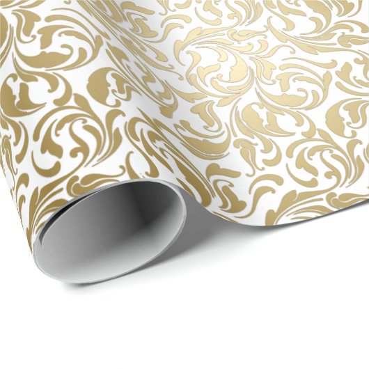 50 & Fabulous 50e Verjaardagsfeestje Gouden Swirls Cadeaupapier (Rol Hoek)