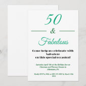 50 & Fabulous 50e verjaardagsuitnodiging Kaart (Voorkant / Achterkant)