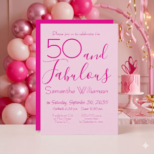 50 & Fabulous 50e verpartij Roze Elegant Kaart