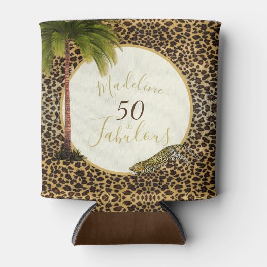 50 Fabulous 50eth Leopard Print Wild Birthday Blikjeskoeler (Voorkant)