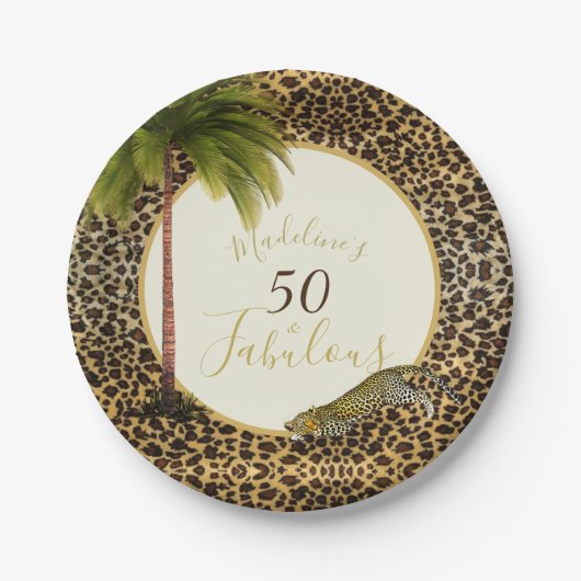50 Fabulous 50eth Leopard Print Wild Birthday Papieren Bordje (Voorkant)