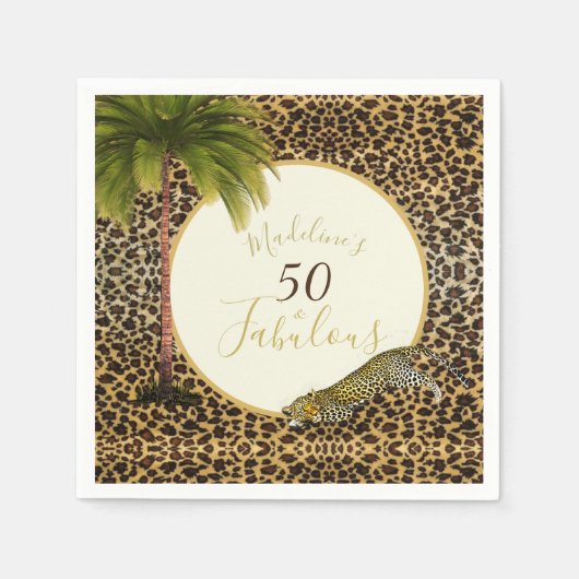 50 Fabulous 50eth Leopard Print Wild Birthday Servet (Voorkant)