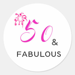 50 & FABULOUS 50ste Verjaardagsfeestje Ronde Stick Sticker