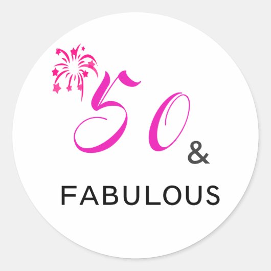 50 & FABULOUS 50ste Verjaardagsfeestje Ronde Stick Sticker (Voorkant)
