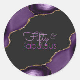 50 Fabulous 50th Birthday Agate Round Sticker