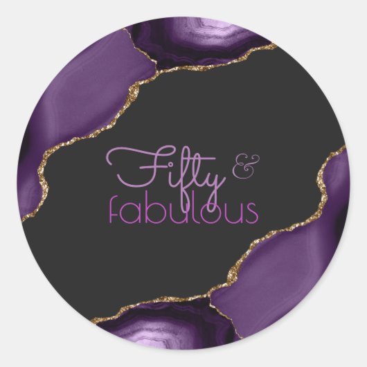 50 Fabulous 50th Birthday Agate Round Sticker (Voorkant)