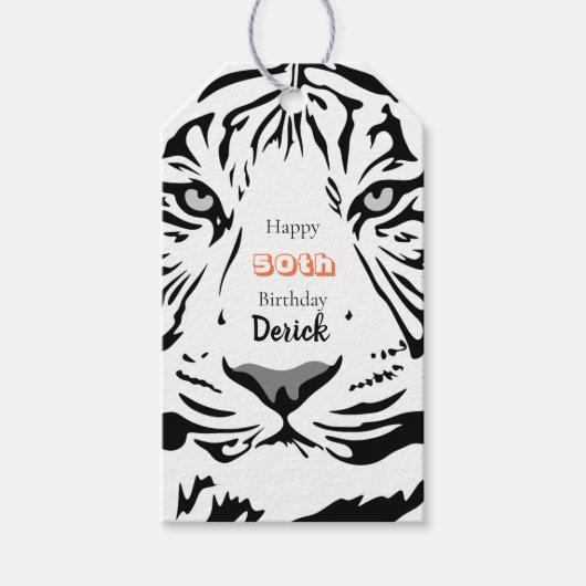 50 & Fabulous 50th Birthday Black Bengal Tiger Cadeaulabel (Voorkant)
