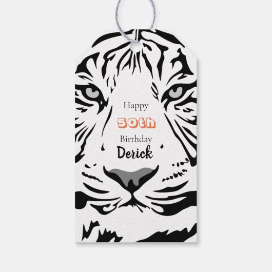 50 & Fabulous 50th Birthday Black Bengal Tiger Cadeaulabel (Achterkant)