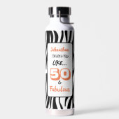 50- & Fabulous 50th Birthday Black Tiger Print Waterfles (Links)
