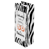 50- & Fabulous 50th Birthday Black Tiger Print Wijn Cadeautas (Voorkant Gekanteld)