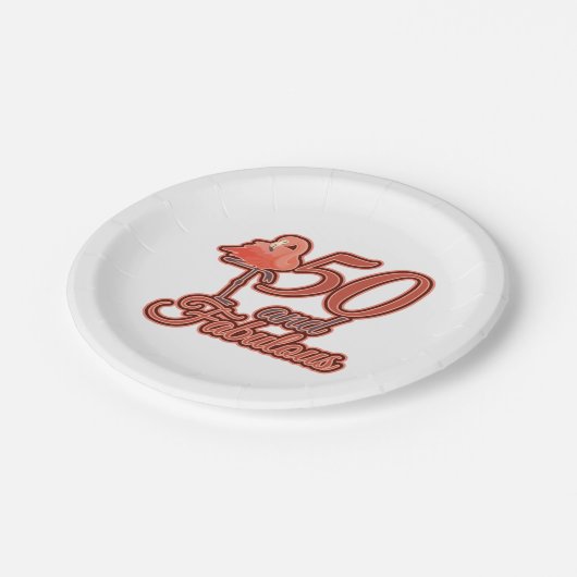 50 & Fabulous 50th Birthday Flamingo Theme Party Papieren Bordje (Gekanteld)