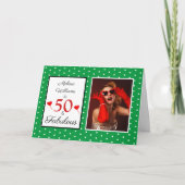 50 & Fabulous 50th Birthday Foto Green White Stipp Kaart (Voorkant)