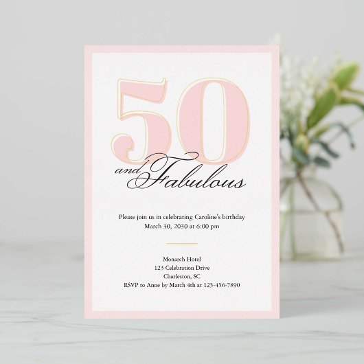 50 & Fabulous 50th Birthday Invitation Folie Uitnodiging