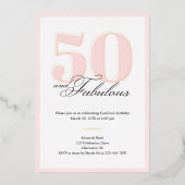 50 & Fabulous 50th Birthday Invitation Folie Uitnodiging (Voorkant)