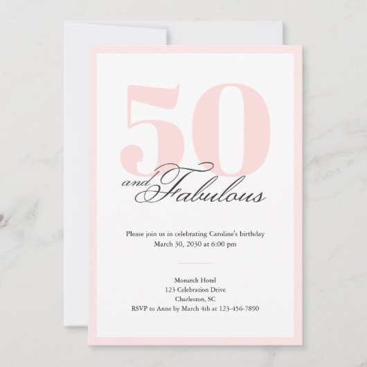 50 & Fabulous 50th Birthday Invitation Kaart (Voorkant)