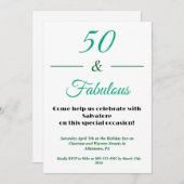  50 & Fabulous 50th  Birthday Invitation Kaart (Voorkant / Achterkant)