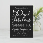 50 & Fabulous 50th Birthday Party Black Elegant Kaart (Staand voorkant)