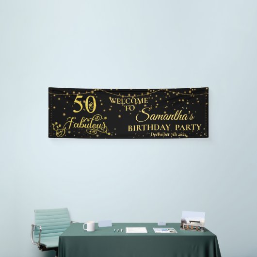 50 Fabulous 50th Birthday Party Glitter Black Spandoek (Beurs)