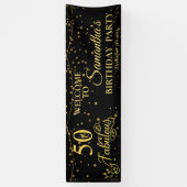 50 Fabulous 50th Birthday Party Glitter Black Spandoek (Verticaal)