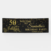 50 Fabulous 50th Birthday Party Glitter Black Spandoek (Horizontaal)
