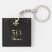 50 & Fabulous 50th Birthday Party Gold Chandelier Sleutelhanger (Achterkant)