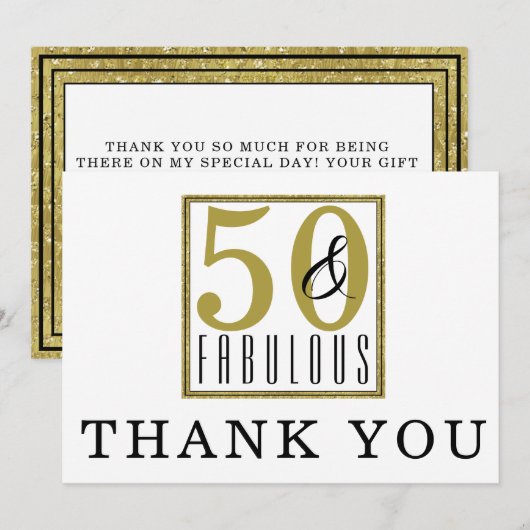 50 & Fabulous 50th Birthday Party - Hartelijk dank Bedankkaart (Voorkant / Achterkant)