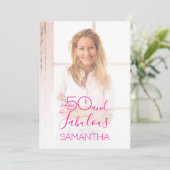 50 & Fabulous 50th Birthday Party Minimal Photo Kaart (Staand voorkant)