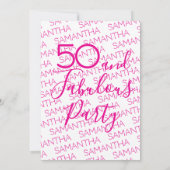 50 & Fabulous 50th Birthday Party Pink Elegant Kaart (Achterkant)