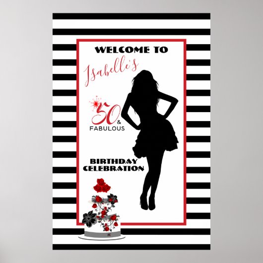 50 & FABULOUS 50th Birthday Party Welcome Sign Poster (Voorkant)
