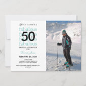 50 & Fabulous 50th Birthday Photo Invitation Kaart (Voorkant)