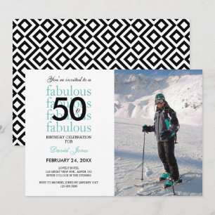 50 & Fabulous 50th Birthday Photo Invitation Kaart
