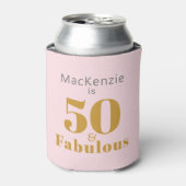 50 Fabulous 50th Birthday Pink Elegant Party Favor Blikjeskoeler (Blikje Voorkant)