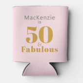 50 Fabulous 50th Birthday Pink Elegant Party Favor Blikjeskoeler (Voorkant)
