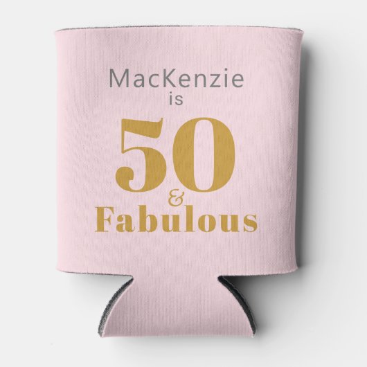 50 Fabulous 50th Birthday Pink Elegant Party Favor Blikjeskoeler (Voorkant)