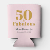 50 Fabulous 50th Birthday Pink Elegant Party Favor Blikjeskoeler (Achterkant)