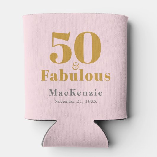 50 Fabulous 50th Birthday Pink Elegant Party Favor Blikjeskoeler (Achterkant)