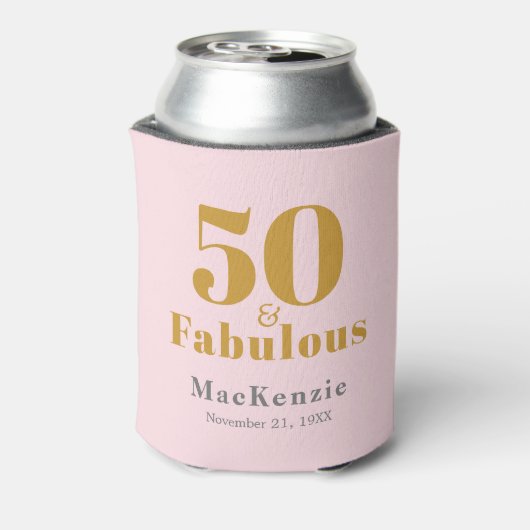 50 Fabulous 50th Birthday Pink Elegant Party Favor Blikjeskoeler (Blikje Achterkant)