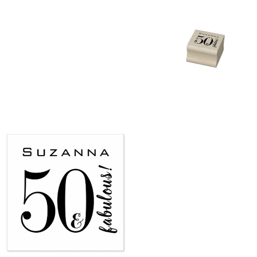 50 & Fabulous 50th Verjaardag Custom Typographic Rubberstempel (Gestempeld)