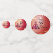 50 & Fabulous 50th Verjaardag Rood Goud Sparkle Confetti (Voorkanten)