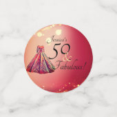 50 & Fabulous 50th Verjaardag Rood Goud Sparkle Confetti (Kleine voorkant)