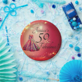 50 & Fabulous 50th Verjaardag Rood Goud Sparkle Papieren Bordje (Feest)