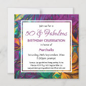 50 & Fabulous Abstract PAARS Aangepaste verjaardag Magnetische Uitnodiging (Voorkant)