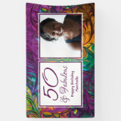 50 & Fabulous Abstract PAARS Foto van zaterdag Spandoek (Verticaal)