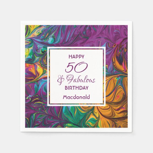 50- & Fabulous Abstract PAARS papier voor aangepas Servet (Voorkant)