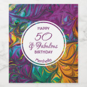 50- & Fabulous Abstract PAARS papier voor aangepas Wijn Etiket (Enkel label)