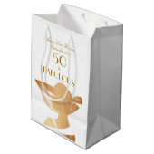 50 & Fabulous Art Deco Elegant Gold 50th Birthday Medium Cadeauzakje (Achterkant Gekanteld)