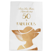 50 & Fabulous Art Deco Elegant Gold 50th Birthday Medium Cadeauzakje (Achterkant)
