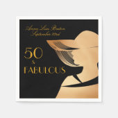 50 & Fabulous Art Deco Elegant Gold 50th Birthday Servet (Voorkant)