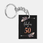 50 & Fabulous bij 50 50e Boho-pijlen op geboorteda Sleutelhanger (Voorkant Links)