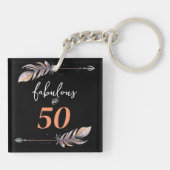 50 & Fabulous bij 50 50e Boho-pijlen op geboorteda Sleutelhanger (Achterkant)